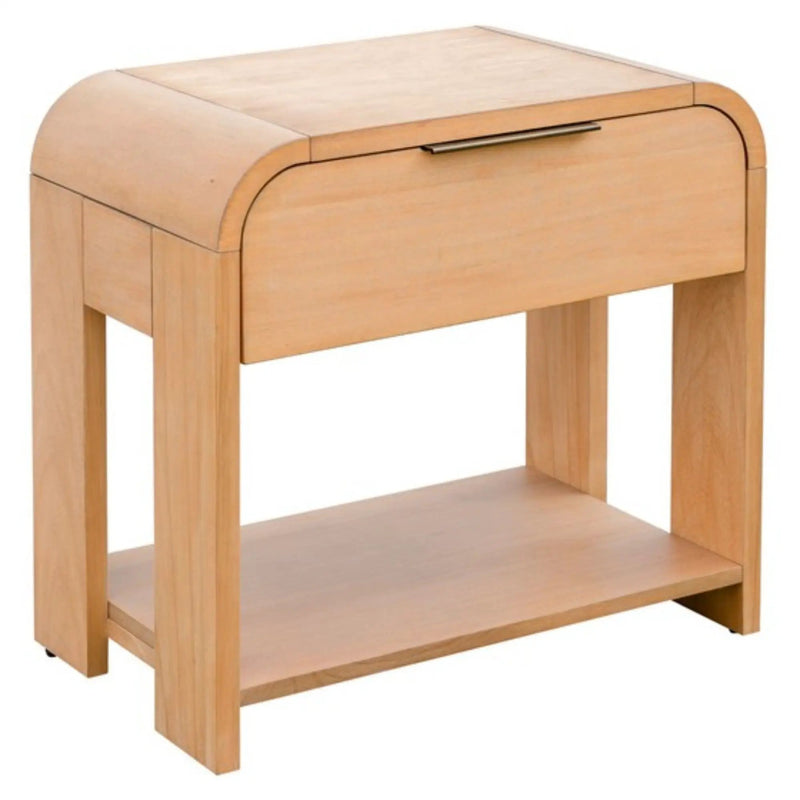 1 Drawer Waterfall Nightstand With Mid Century Design - Natural by HouseOfZazla
