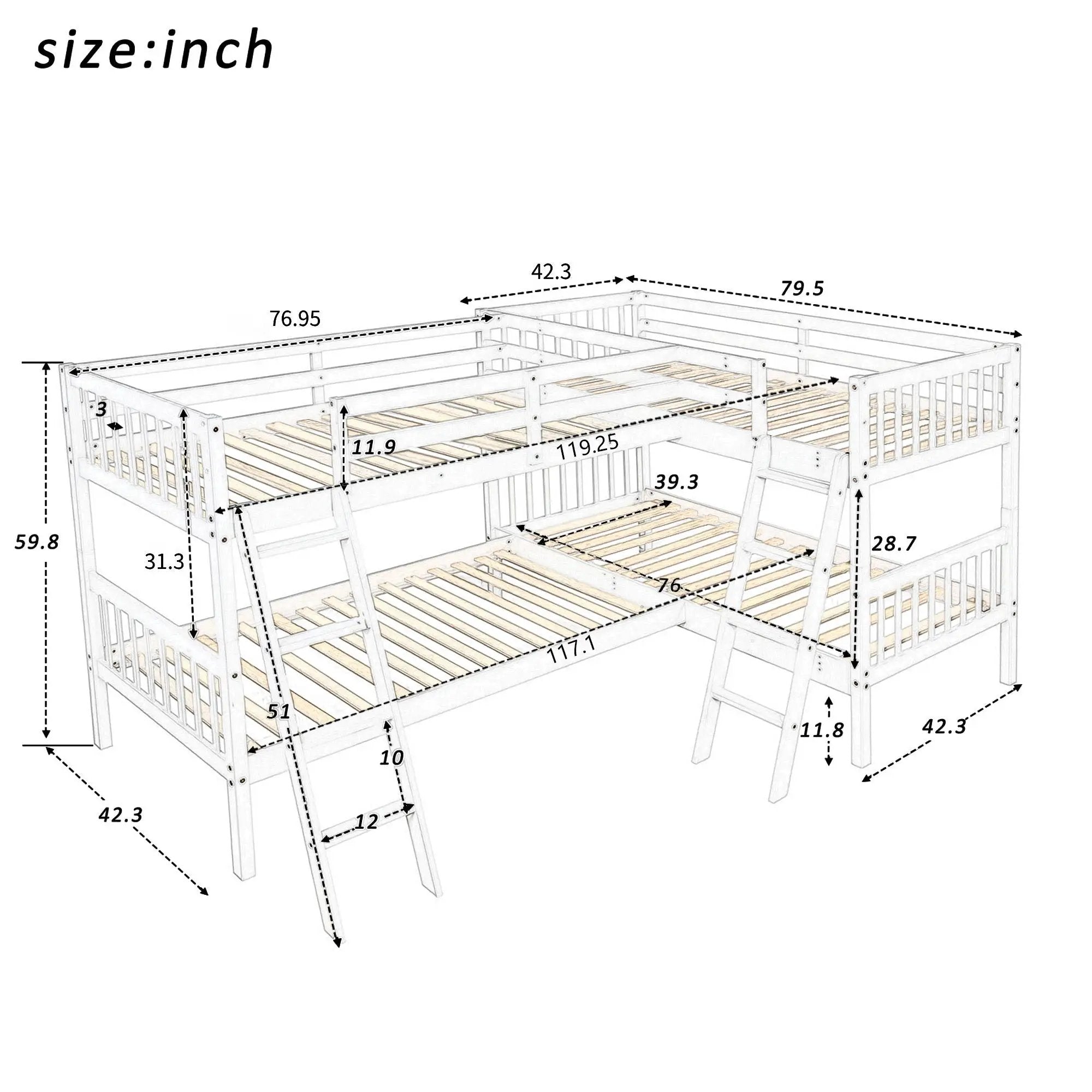 L Shaped Bunk Bed With Ladder by HouseOfZazla