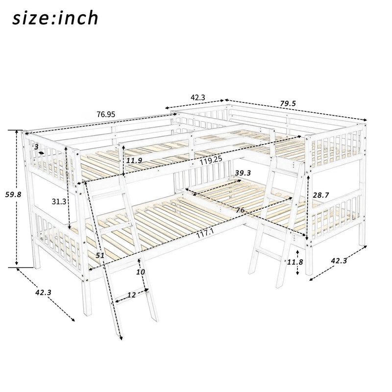 L Shaped Bunk Bed With Ladder by HouseOfZazla