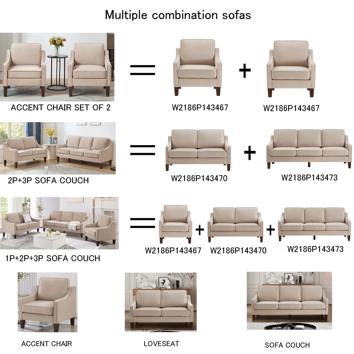 Modern Armchair, Living Room Single Seat Sofa Chair with Wooden Legs, Upholstered Velvet Accent Chair for Living Room, Bedroom, photo 2 of 10