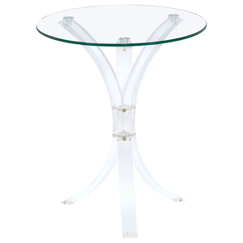 Laning Round Glass Top Acrylic Side Table Clear by Unique Piece Furniture