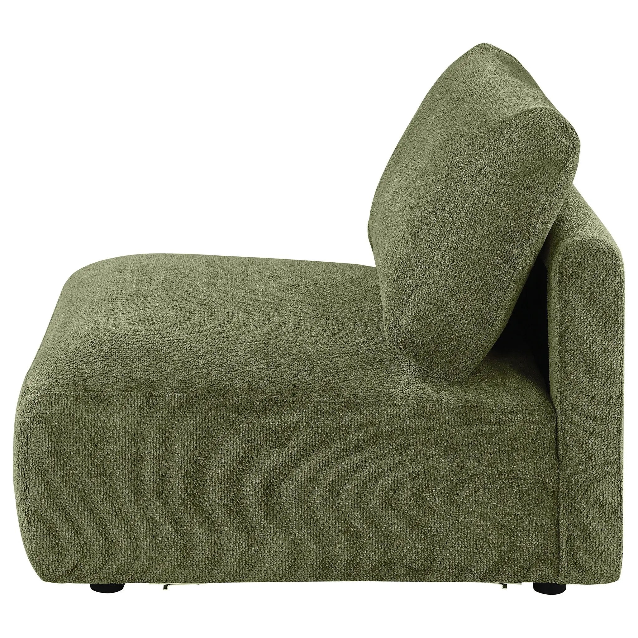 Elysia Chenille Upholstered Modular Armless Chair Green by Unique Piece Furniture