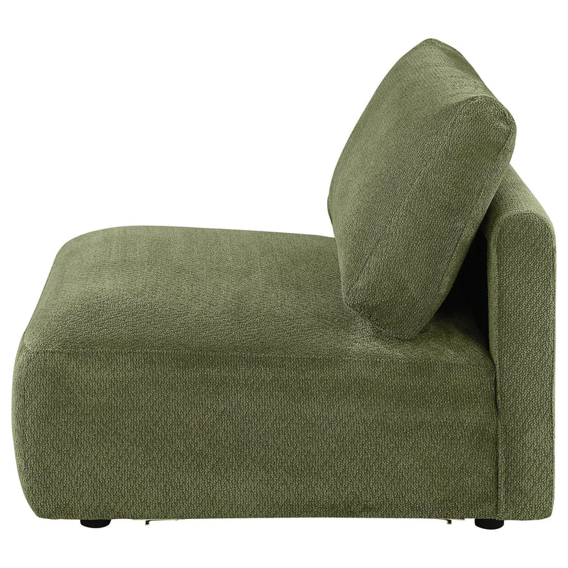 Elysia Chenille Upholstered Modular Armless Chair Green by Unique Piece Furniture