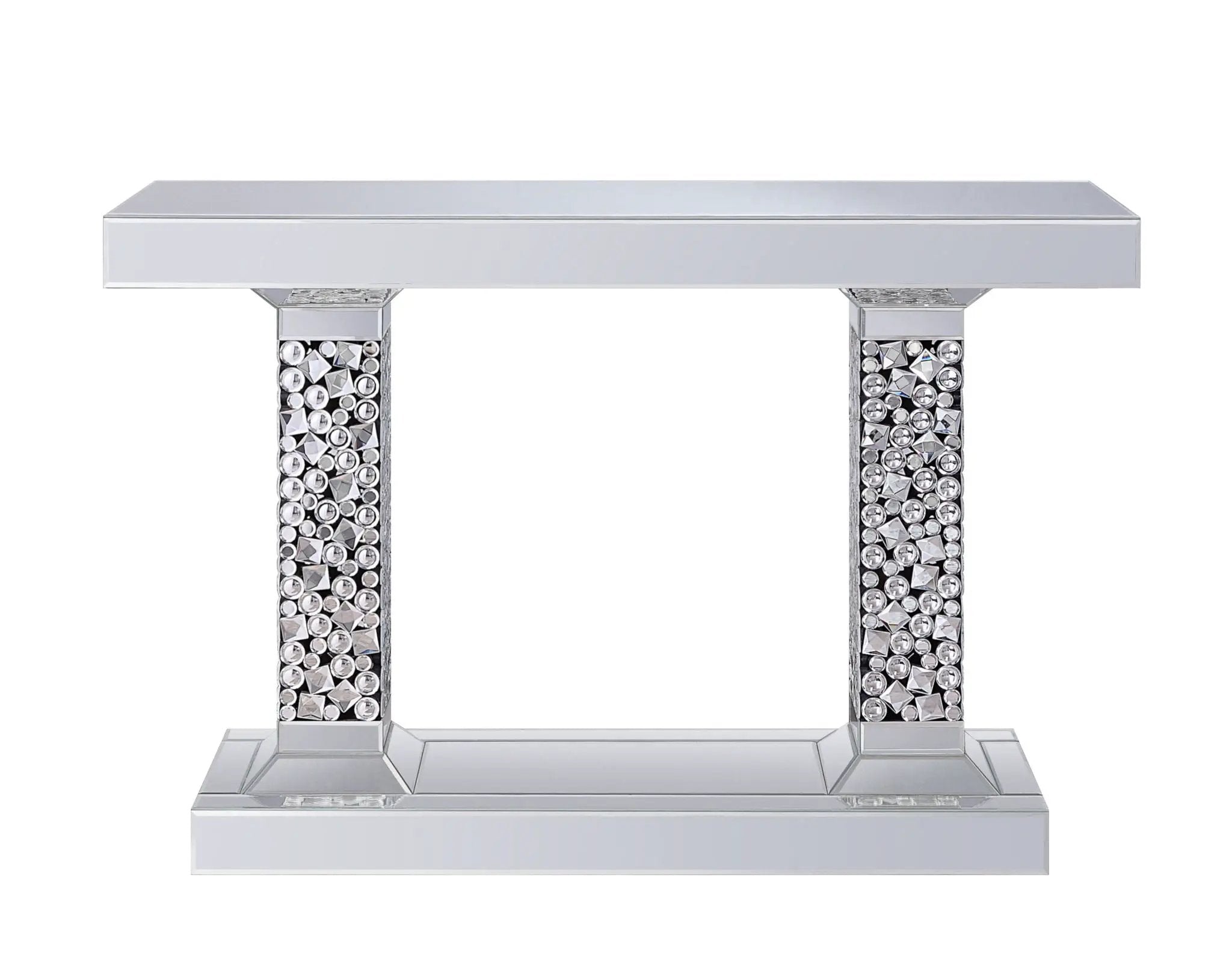 Lachina - Glam Mirrored Faux Gems Console Table - Silver by HouseOfZazla