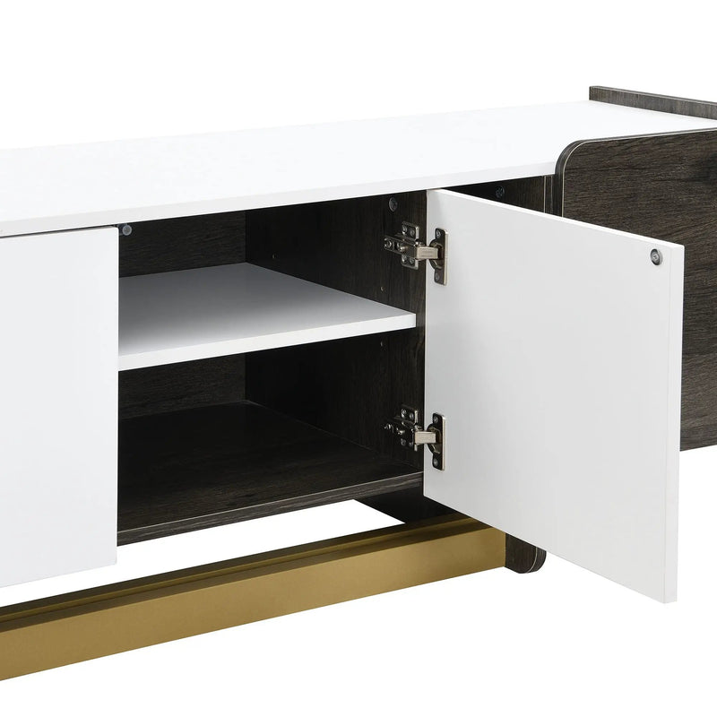 TV Stand With 1 Drawer, 2 Cabinets And Adjustable Shelves by HouseOfZazla