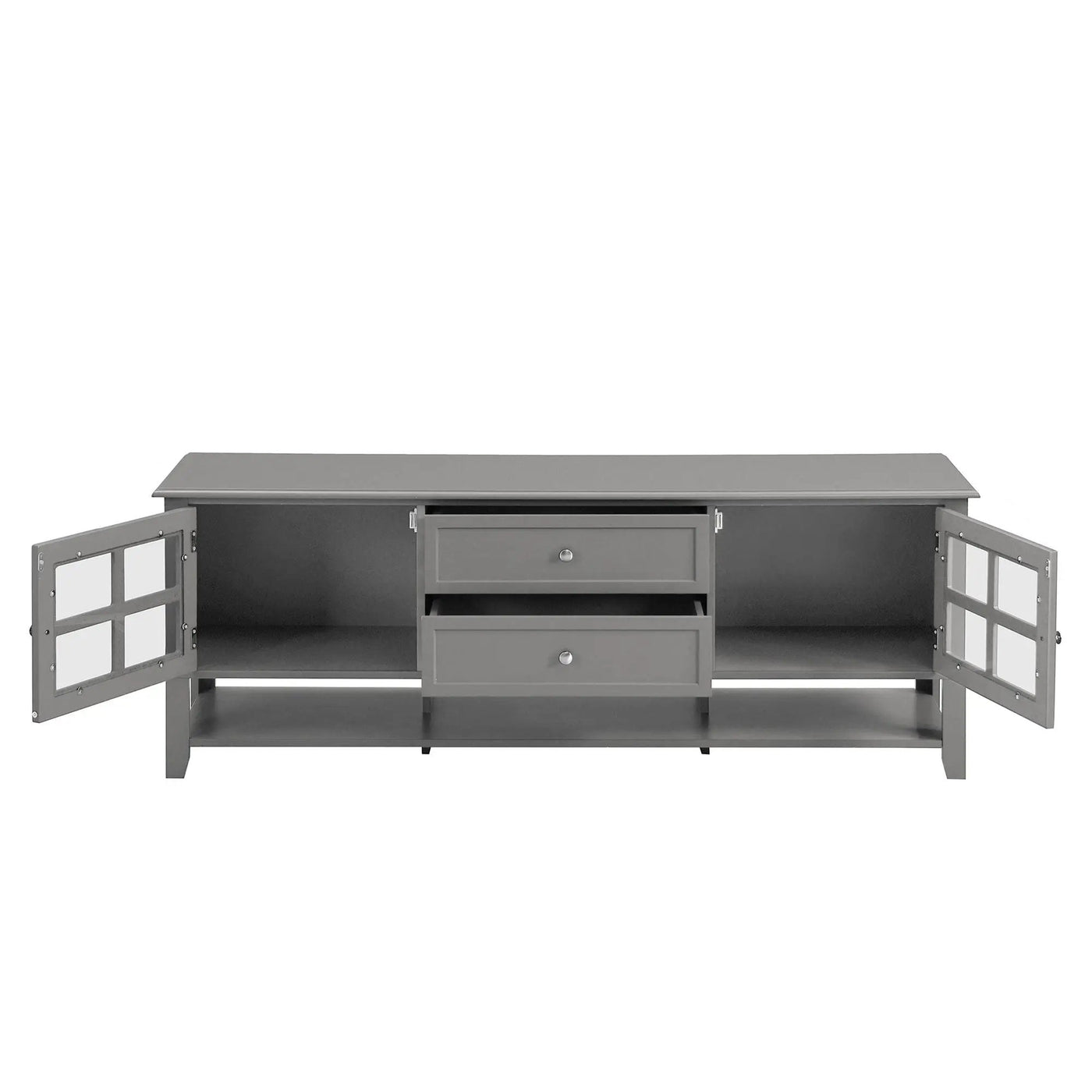 TV Stand, Entertainment Center With Dual Drawers And Hidden Storage, Cabinet With Soft Closing Doors And Sleek Panel Design by HouseOfZazla