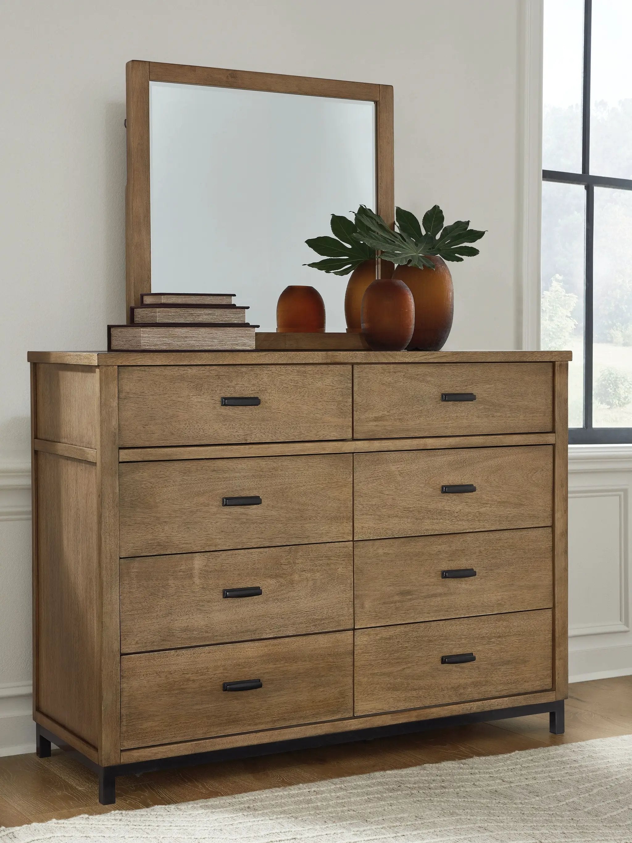 Tomtyn - Dresser And Mirror - Light Brown by Unique Piece Furniture