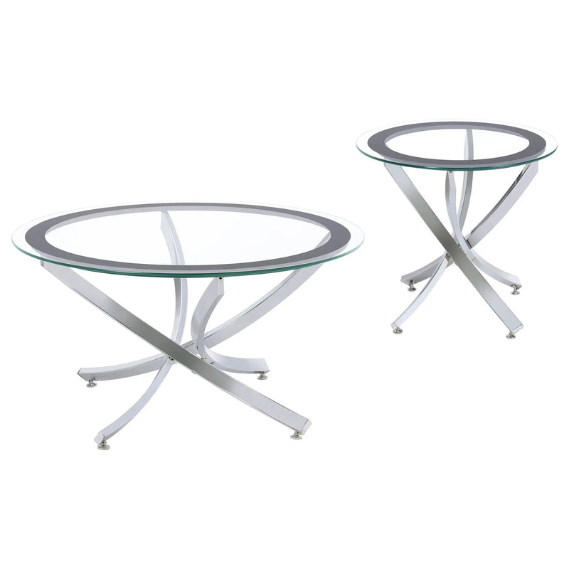 Brooke 2-piece Round Coffee and End Table Set Chrome by Unique Piece Furniture