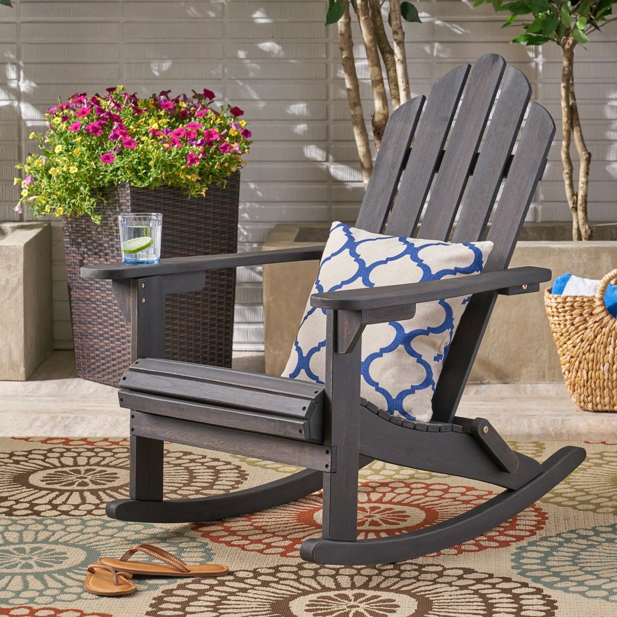 Echoes Outdoor Acacia Wood Adirondack Rocking Chair by HouseOfZazla