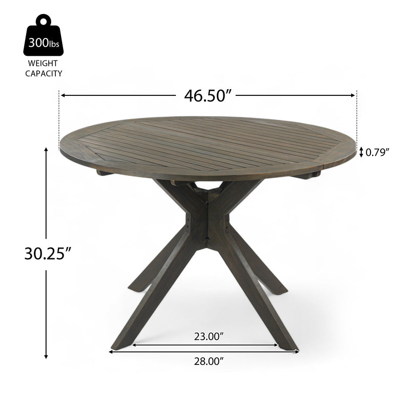 Stanford Outdoor Round Acacia Wood Dining Table with X Base, photo 2 of 10