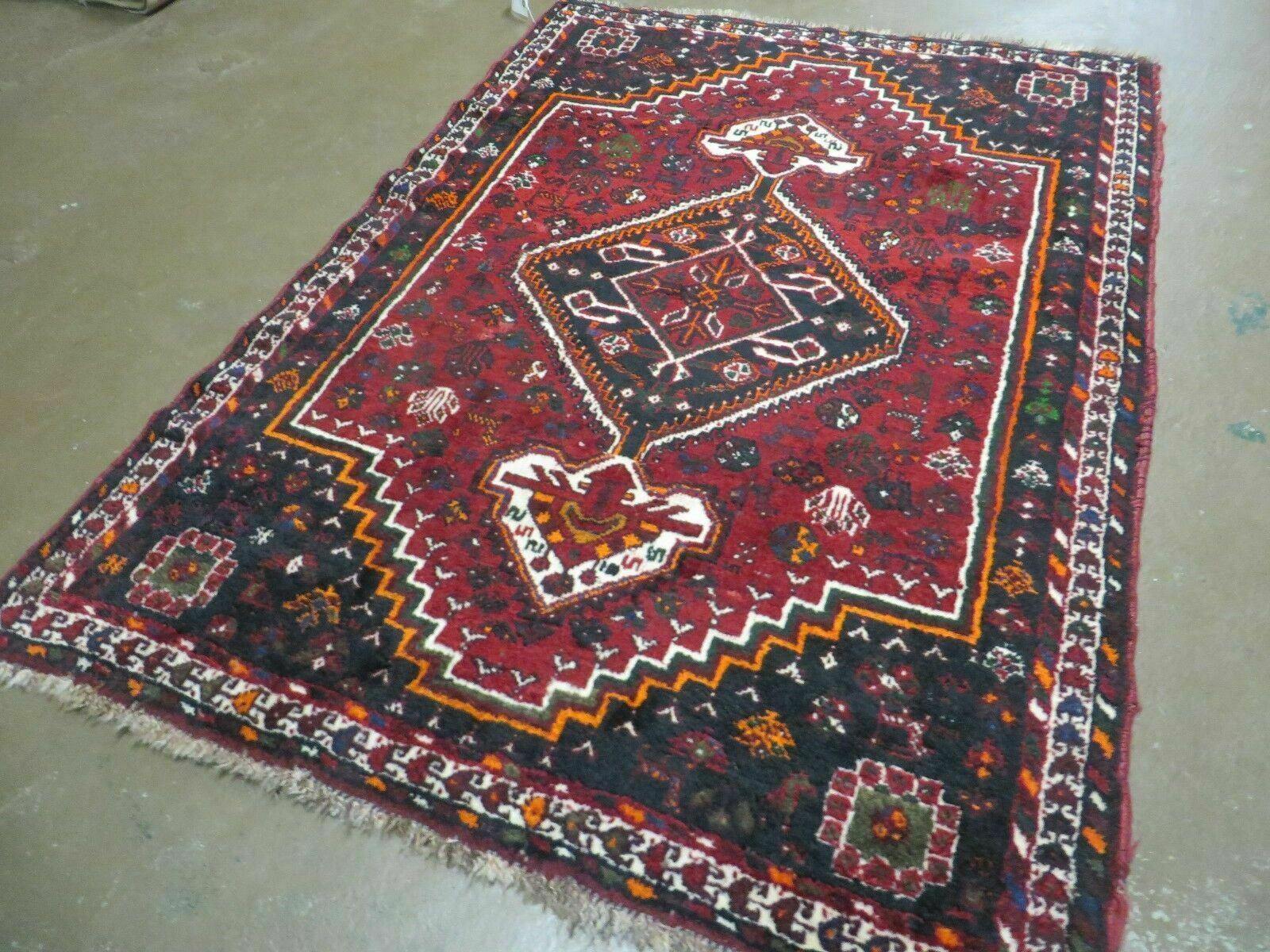 4' X 6' Antique Handmade Turkish Wool Veg Dyes Rug Organic Red Nice M10 by Jewel Rugs