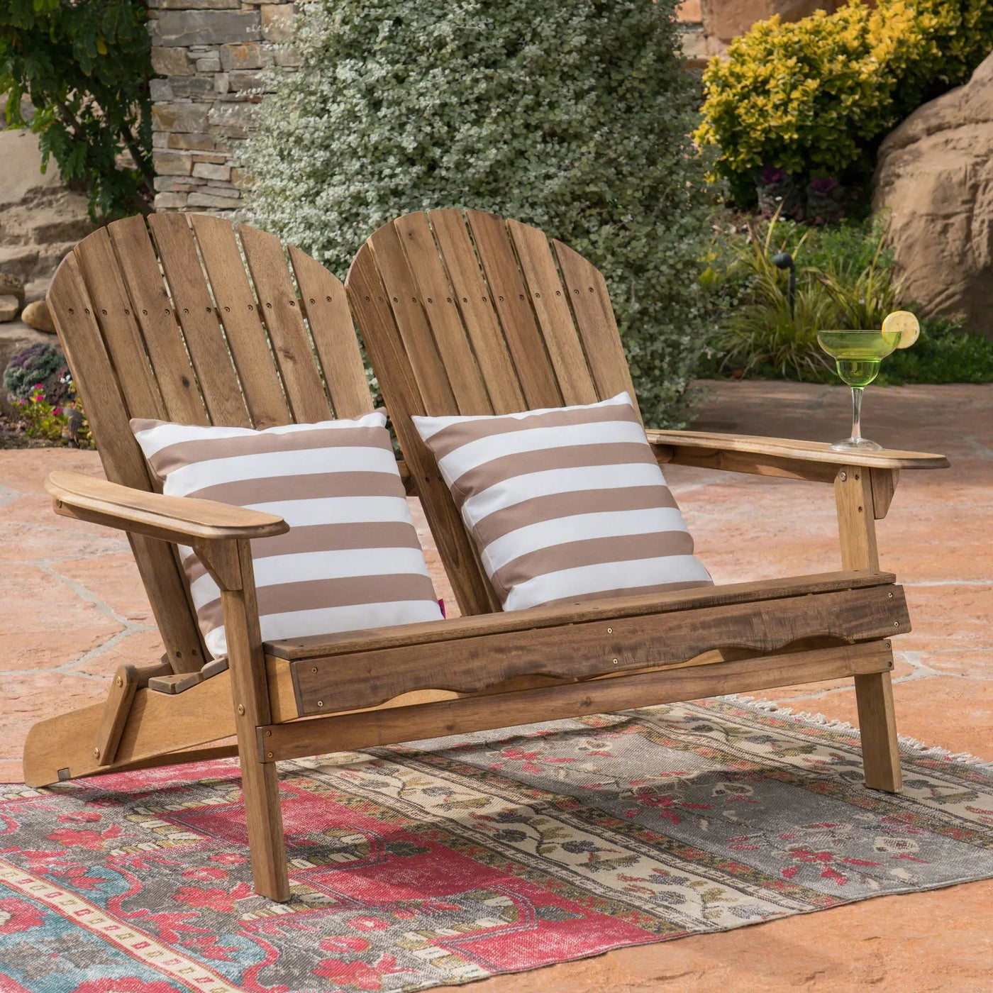 Outdoor Adirondack Rocking Loveseat With Hand Crafted Details by HouseOfZazla