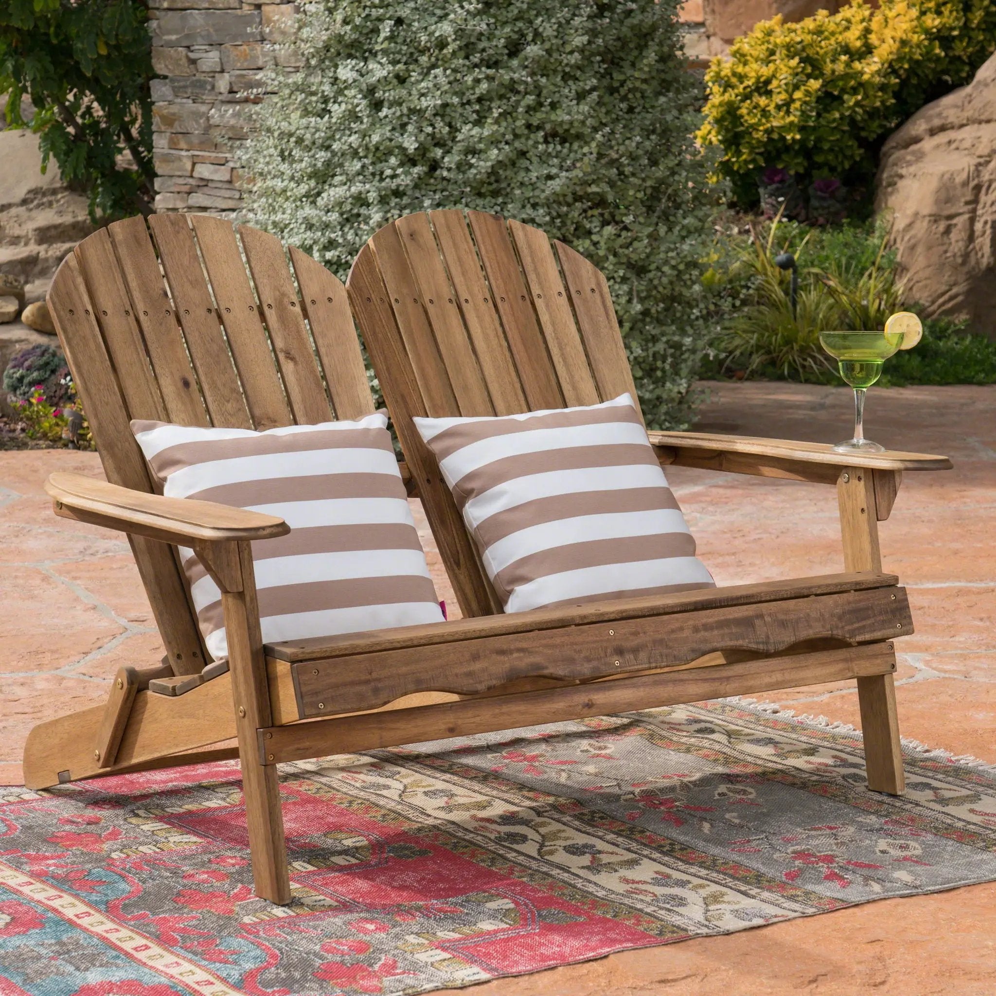 Outdoor Adirondack Rocking Loveseat With Hand Crafted Details by HouseOfZazla
