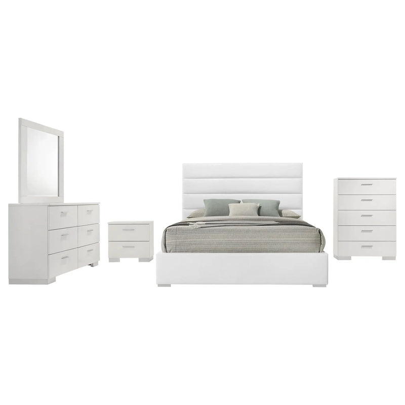 Felicity 5-piece California King Bedroom Set White High Gloss by Unique Piece Furniture