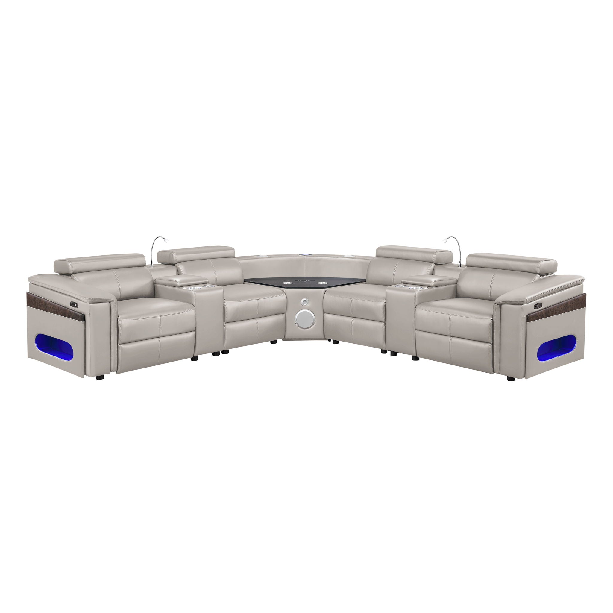 Nova - Sectional With Bluetooth Speaker, LED And Lifting Wine Cabinet by HouseOfZazla