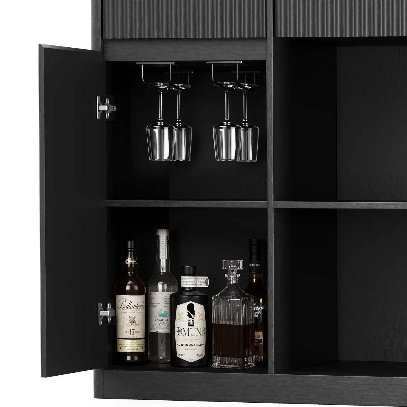 51.2" Modern Fluted Bar Cabinet with Fridge Compartment by HouseOfZazla