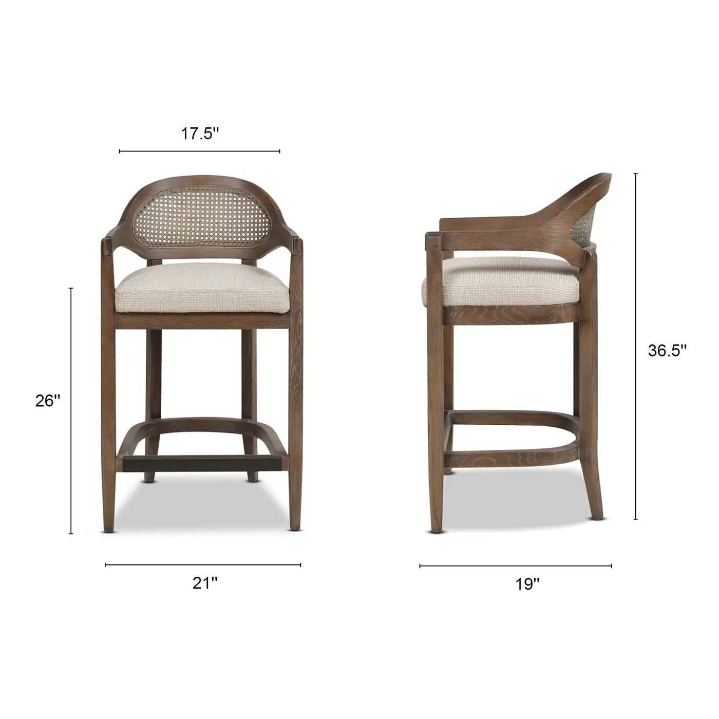 Americana - Mid-Century Modern Cane Back Counter Stool by HouseOfZazla