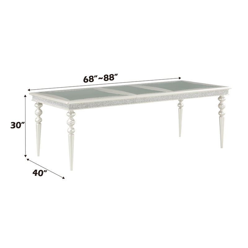 Silver Maverick Dining Table with Wood Top and Mirrored Inserts, photo 3 of 4