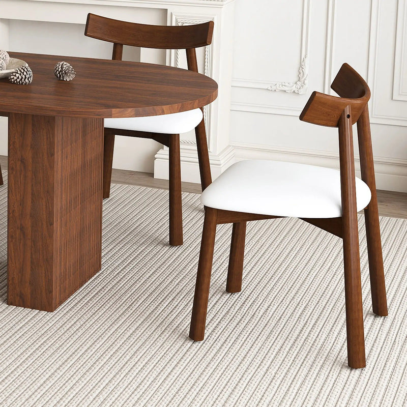 Oval Dining Table Set For 6 With 4 Chairs - Walnut