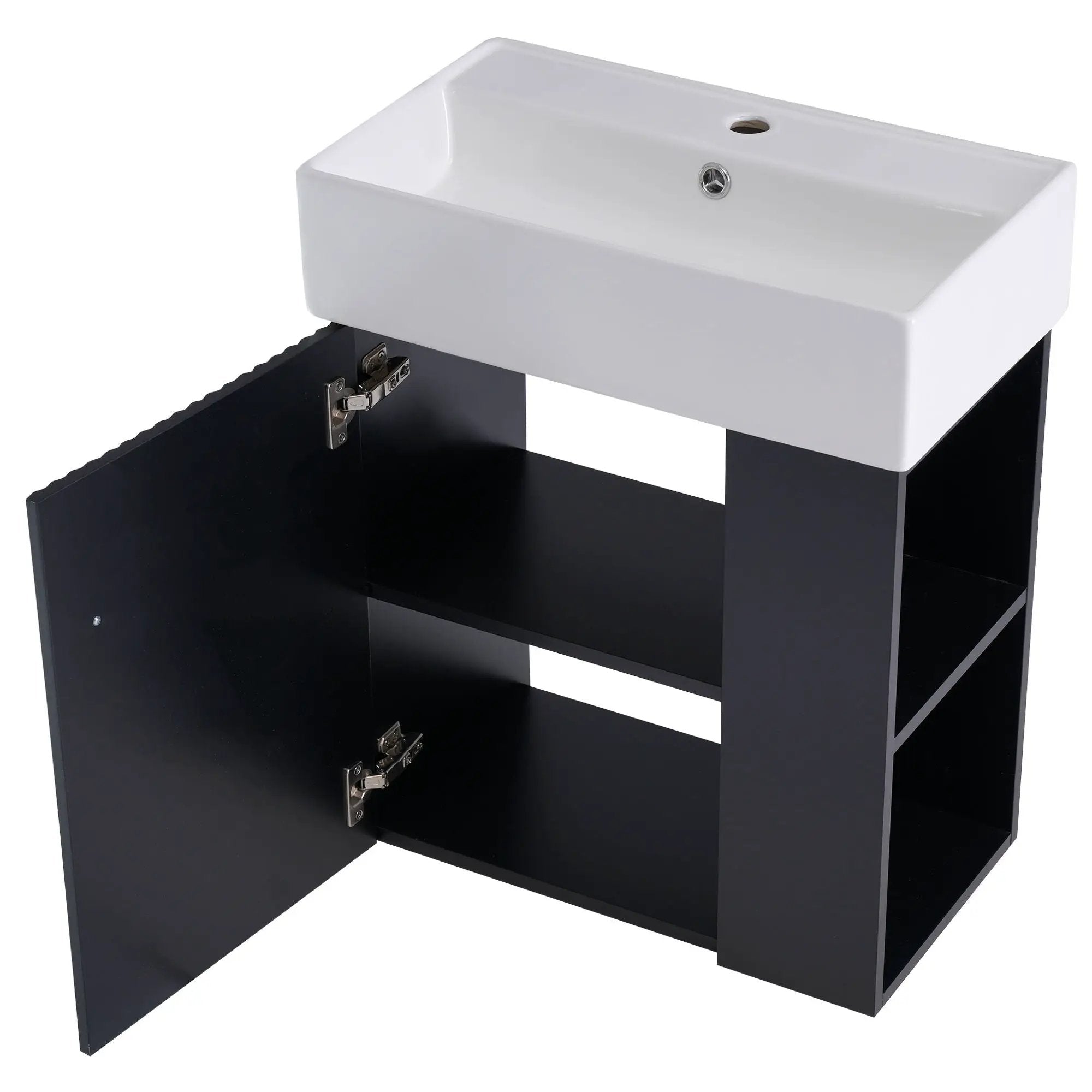 Modern Floating Bathroom Vanity With Ceramic Basin Perfect For Small Bathrooms by HouseOfZazla