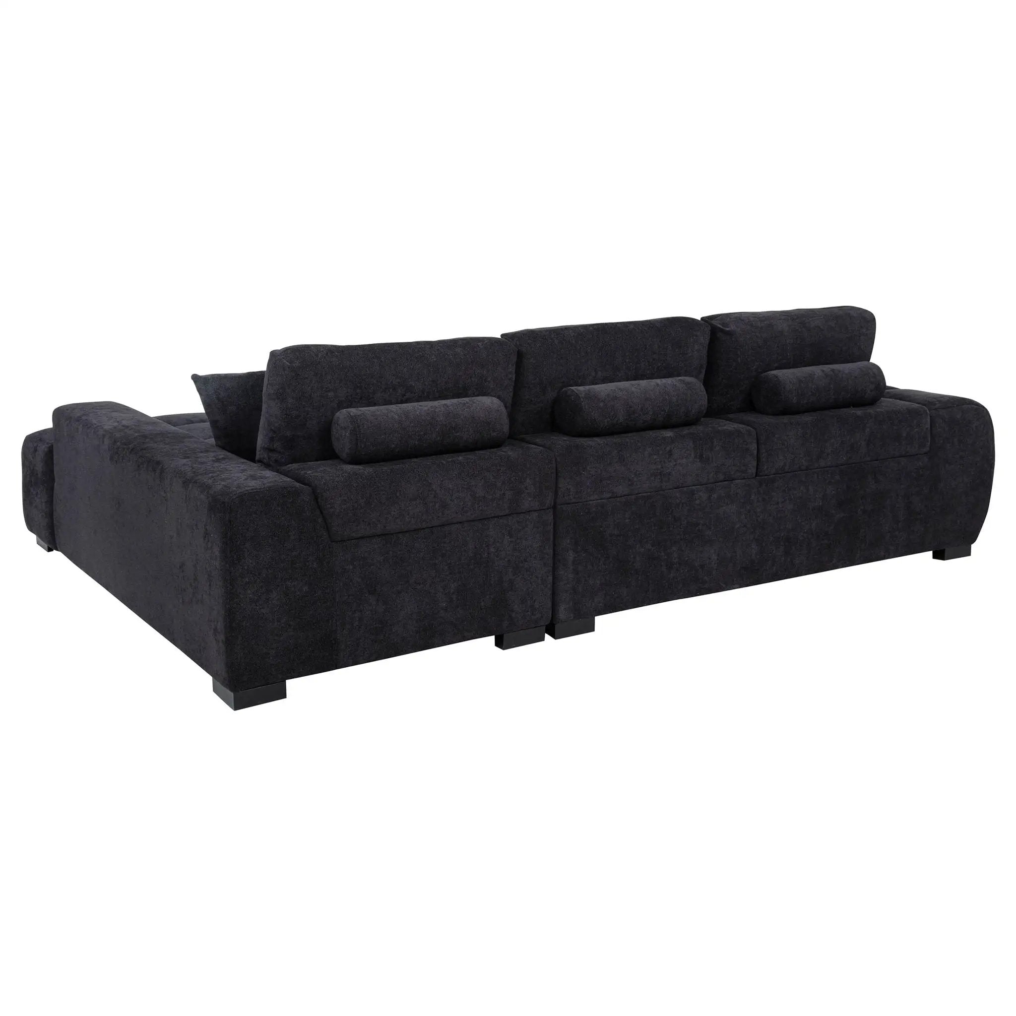 Octavia Upholstered Sectional Chaise Sofa Black by Unique Piece Furniture