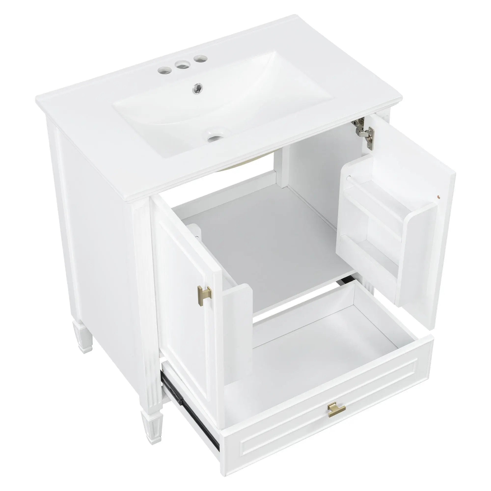 Freestanding Vanity With 1 Drawer & 2 Soft Close Doors With Door Mounted Storage by HouseOfZazla