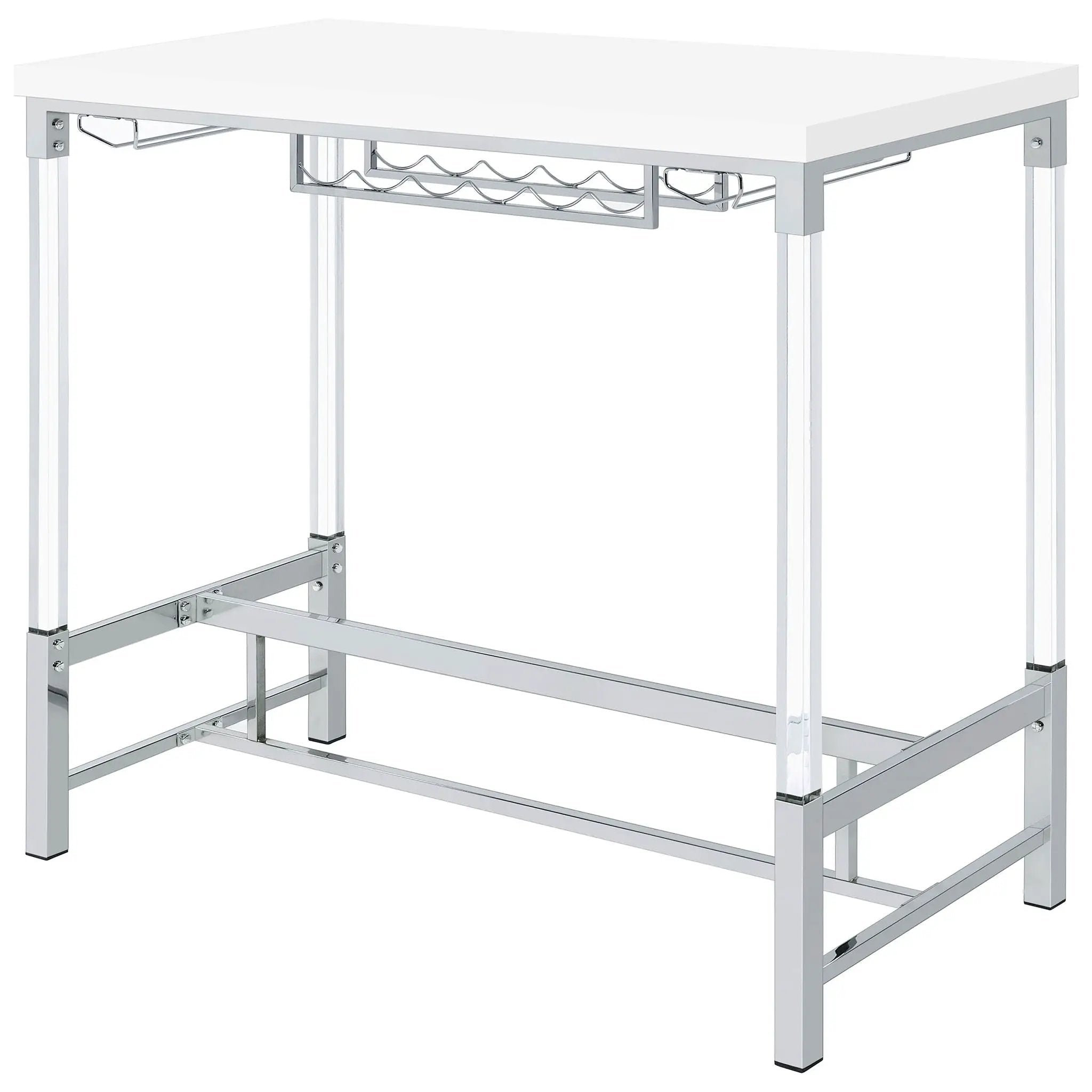 Norcrest 47-inch Acrylic Leg Bar Table White High Gloss by Unique Piece Furniture