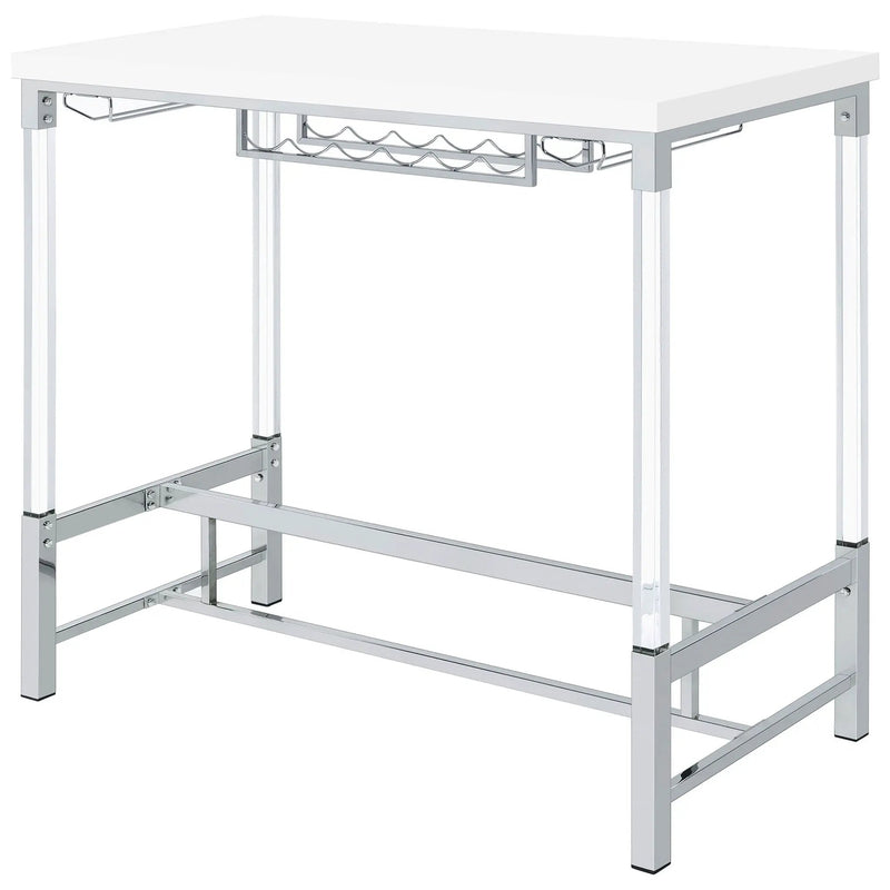 Norcrest 47-inch Acrylic Leg Bar Table White High Gloss by Unique Piece Furniture