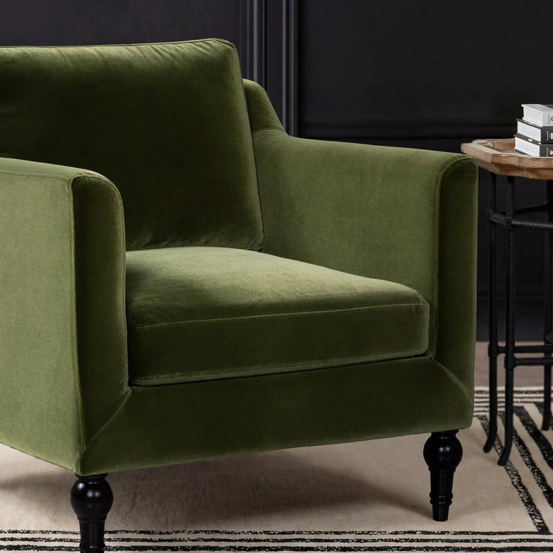 Josephine 33" Upholstered Accent Chair, Olive by HouseOfZazla