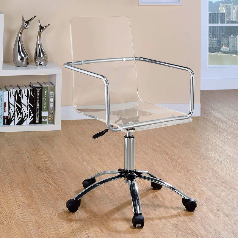 Clear Office Chair With Caster Wheels Futuristic Design, Adjustable Height - Clear by HouseOfZazla