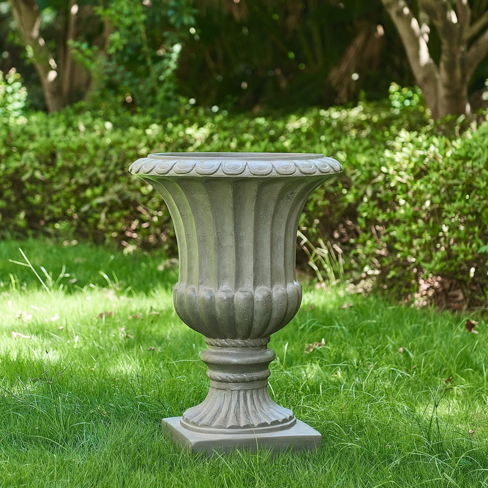 Outdoor Garden Urn Planter, Gray by HouseOfZazla