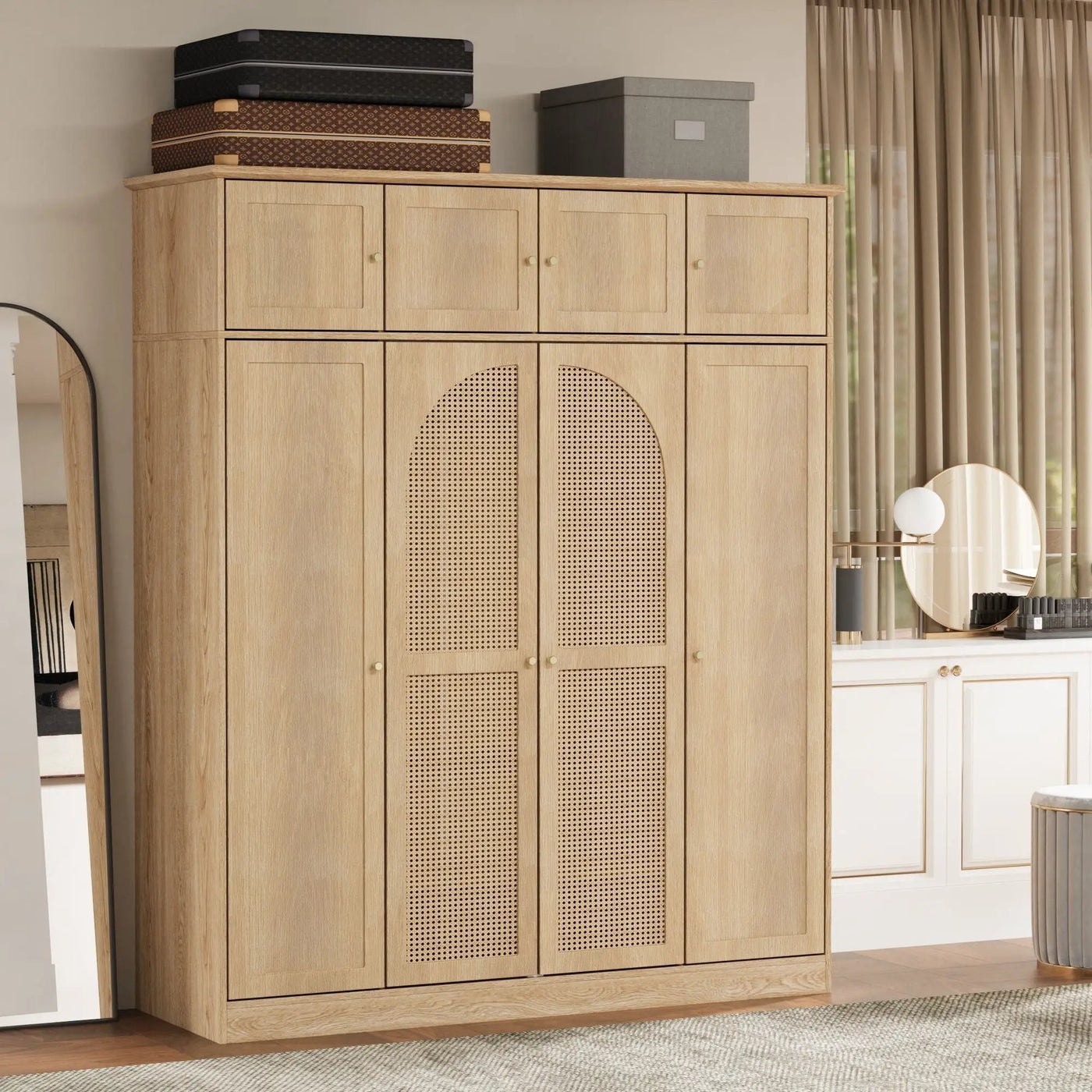 8 Door Armoire Wardrobe with Adjustable Shelves and Hanging Rod by HouseOfZazla