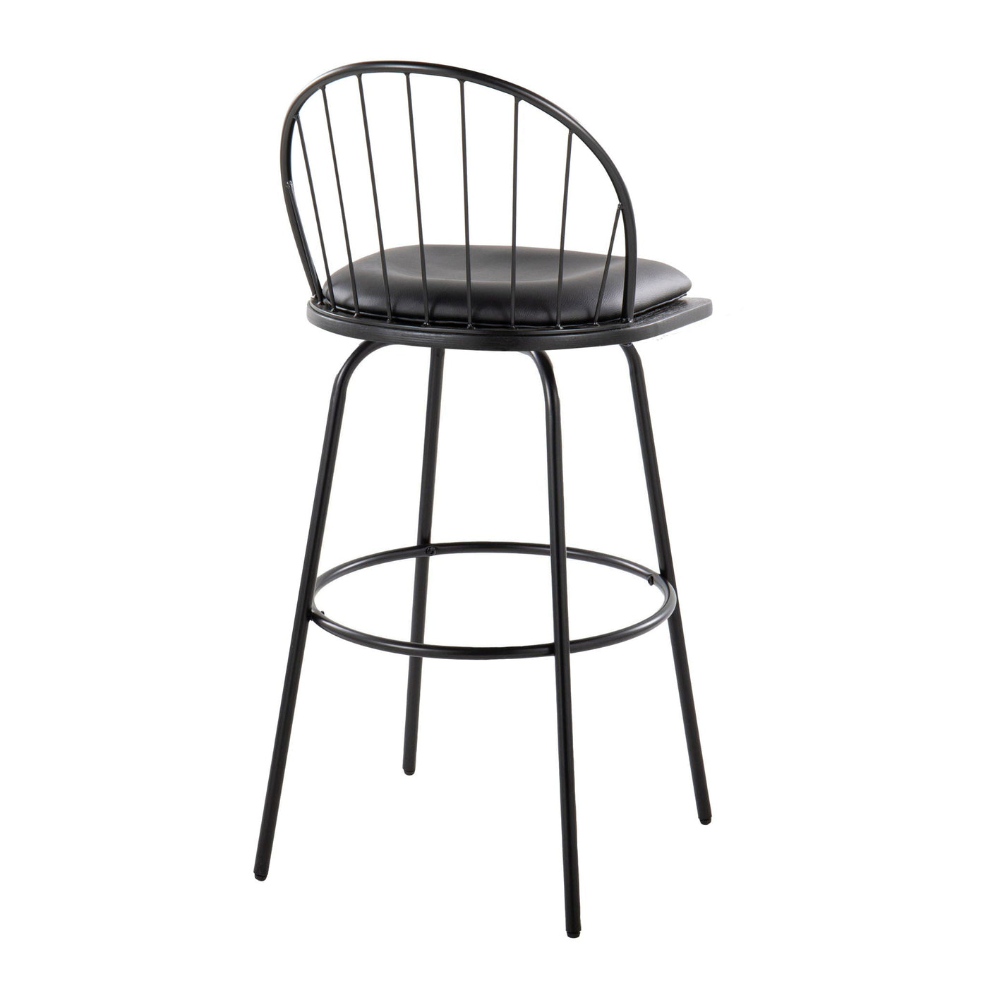 Riley - Claire Farmhouse Fixed Height Barstool With Swivel With Round Footrest (Set of 2) by HouseOfZazla
