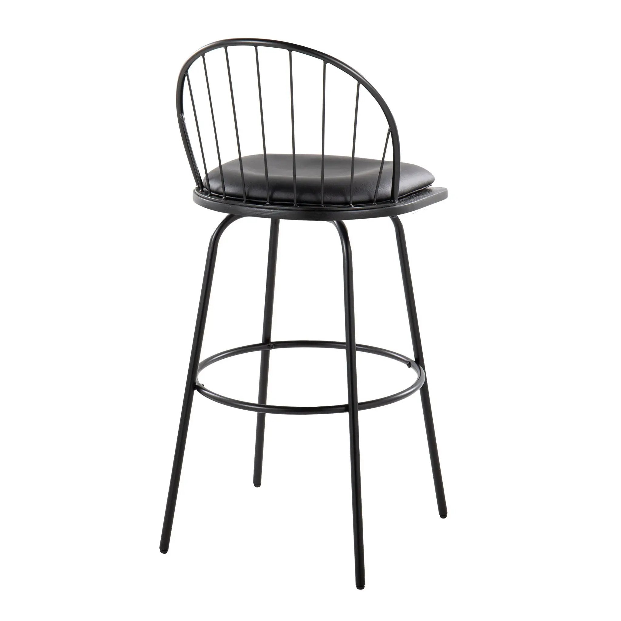 Riley - Claire Farmhouse Fixed Height Barstool With Swivel With Round Footrest (Set of 2) by HouseOfZazla