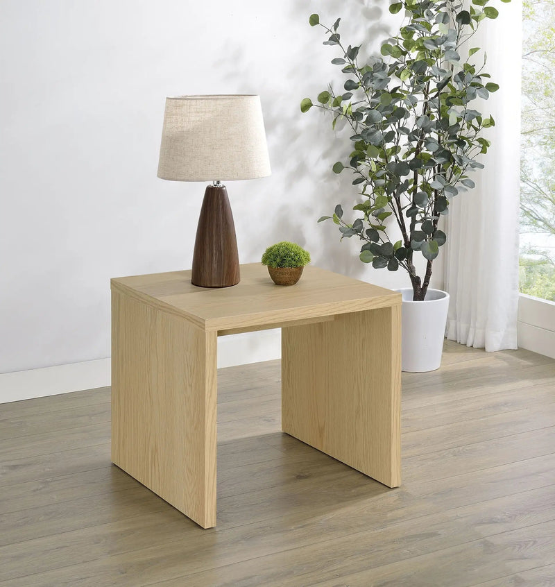 Canoga Engineered Wood Accent Side End Table Light Oak by Unique Piece Furniture