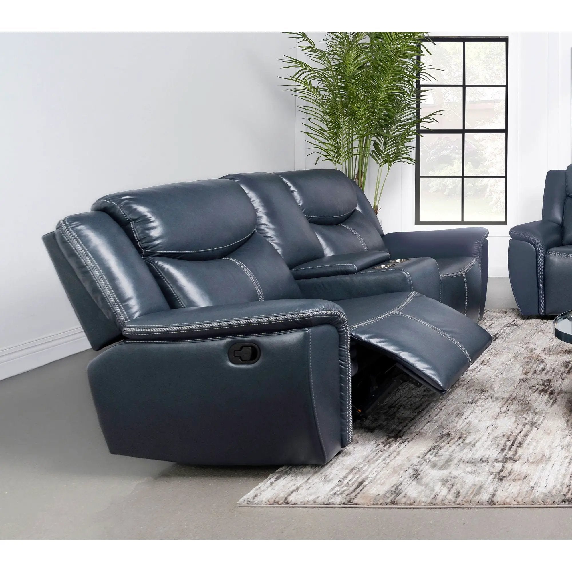 Stanwicke - Motion Reclining Loveseat With Console - Blue by HouseOfZazla