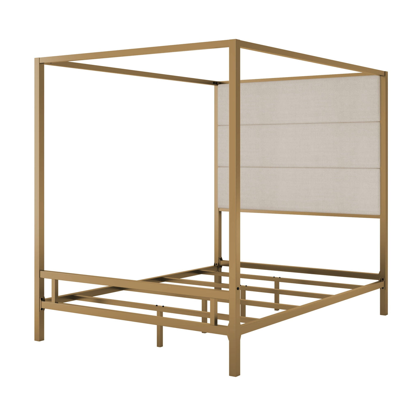 Canopy Bed With Tall Upholstered Headboard, 4 Poster Frame by HouseOfZazla
