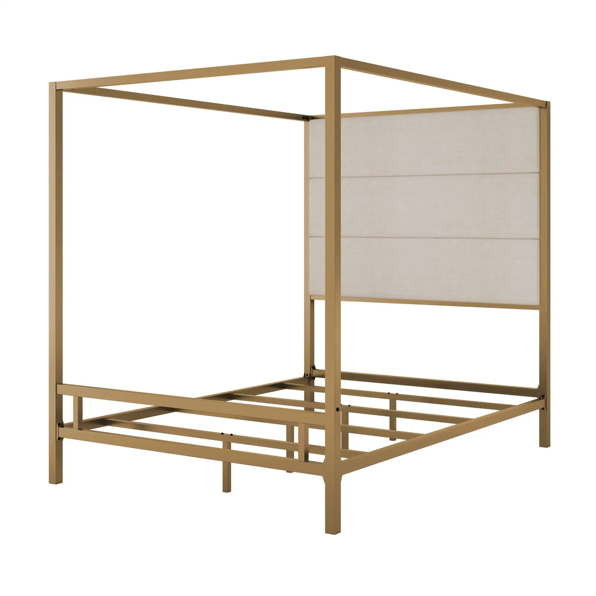 Canopy Bed With Tall Upholstered Headboard, 4 Poster Frame by HouseOfZazla