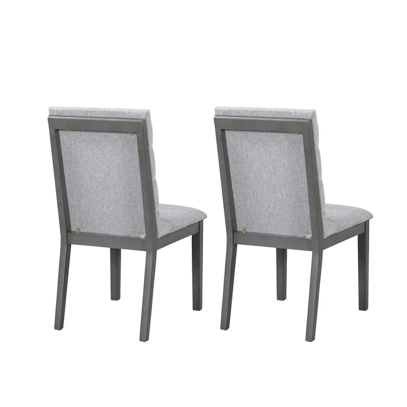 Tufted Upholstery Modern Dining Chairs (Set of 2) Sleek Comfort With Rubber Wood Frame - Gray / Oak by HouseOfZazla