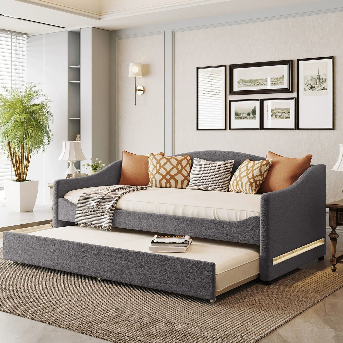 Design Upholstered Daybed With Light and Trundle by HouseOfZazla