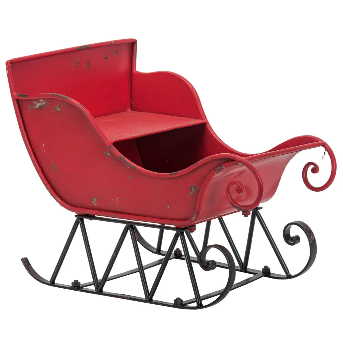 Iron Sleigh Large, Distressed Christmas Santa Sleigh Holiday Decoration by HouseOfZazla