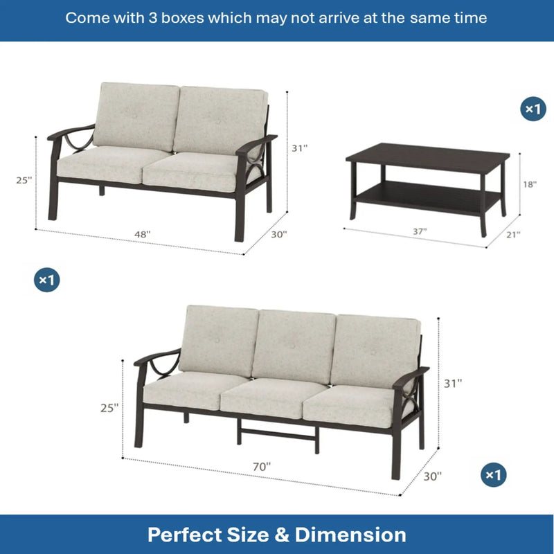 Patio Furniture Set with Coffee Table and Cushions for Backyard by HouseOfZazla