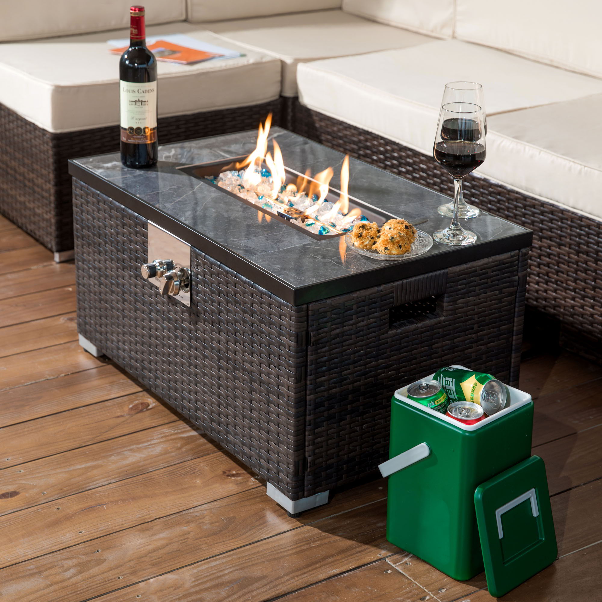 Outdoor Propane Fire Pit Table - Brown by HouseOfZazla