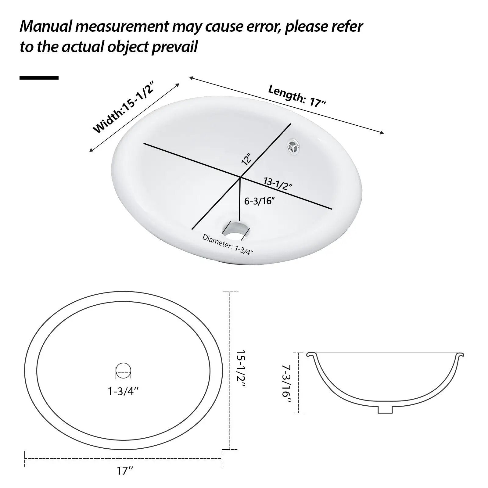 Semi Recessed Bathroom Sink With Countertop Vessel Design, 17" X 15.5" - White by HouseOfZazla
