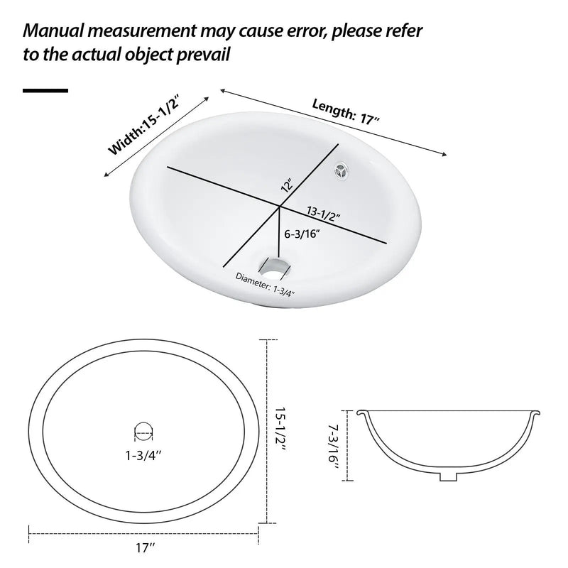 Semi Recessed Bathroom Sink With Countertop Vessel Design, 17" X 15.5" - White by HouseOfZazla