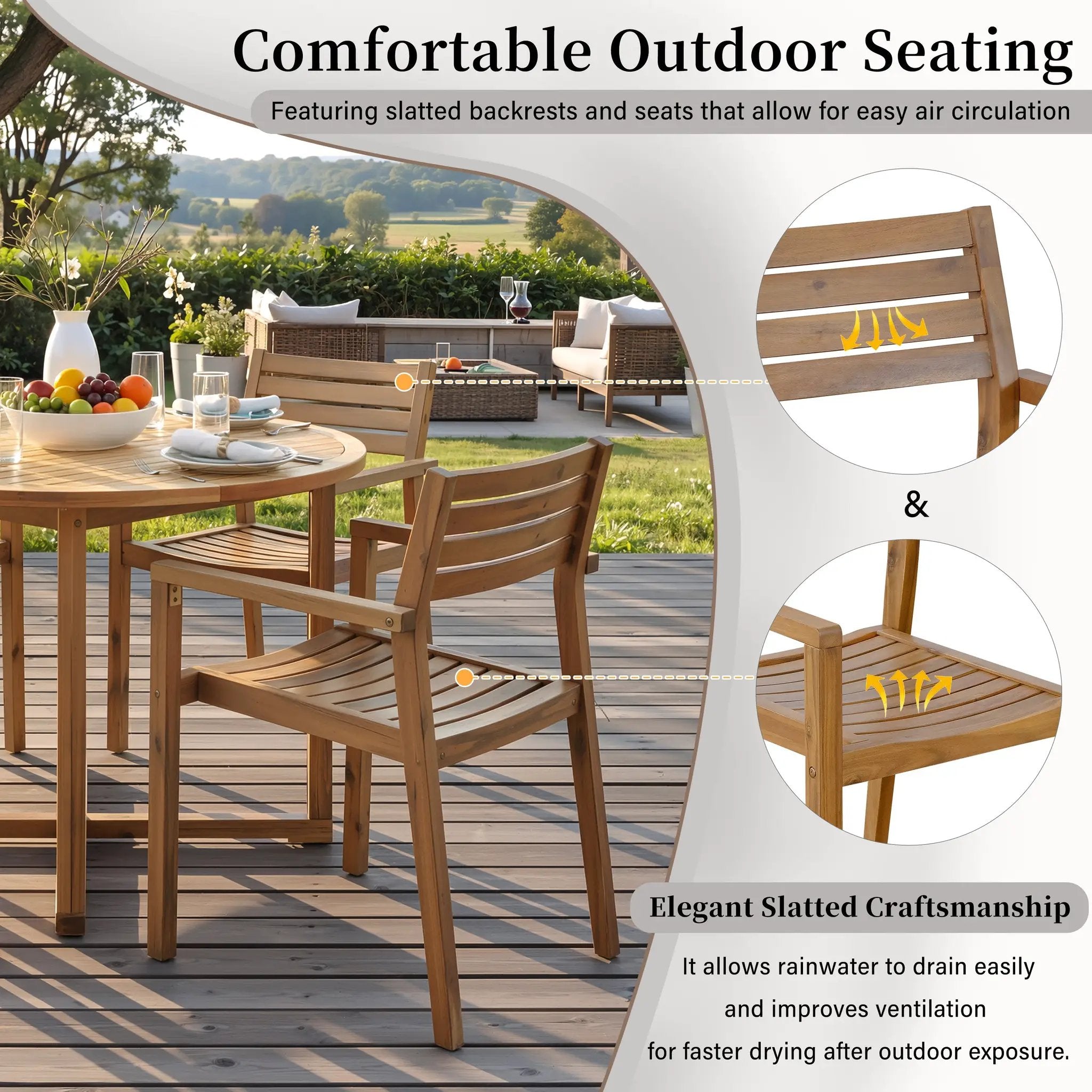 U_STYLE 5-Piece Outdoor Dining Set with Acacia Wood Chairs by HouseOfZazla