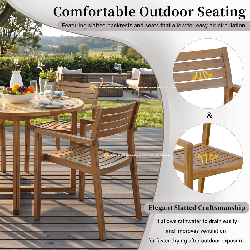 U_STYLE 5-Piece Outdoor Dining Set with Acacia Wood Chairs by HouseOfZazla
