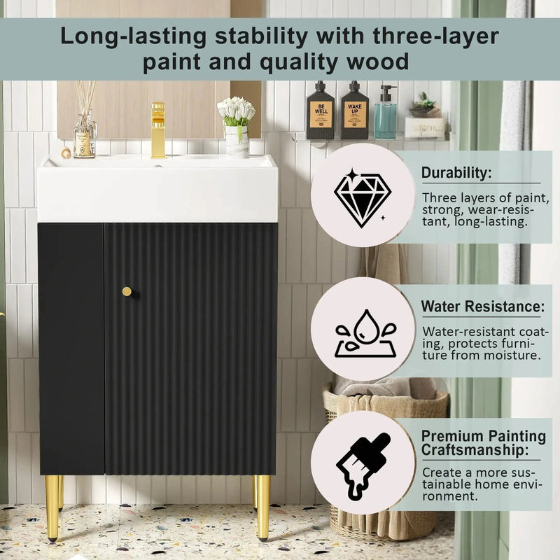Bathroom Vanity, Combo Cabinet, Bathroom Storage Cabinet, Single Ceramic Sink by HouseOfZazla