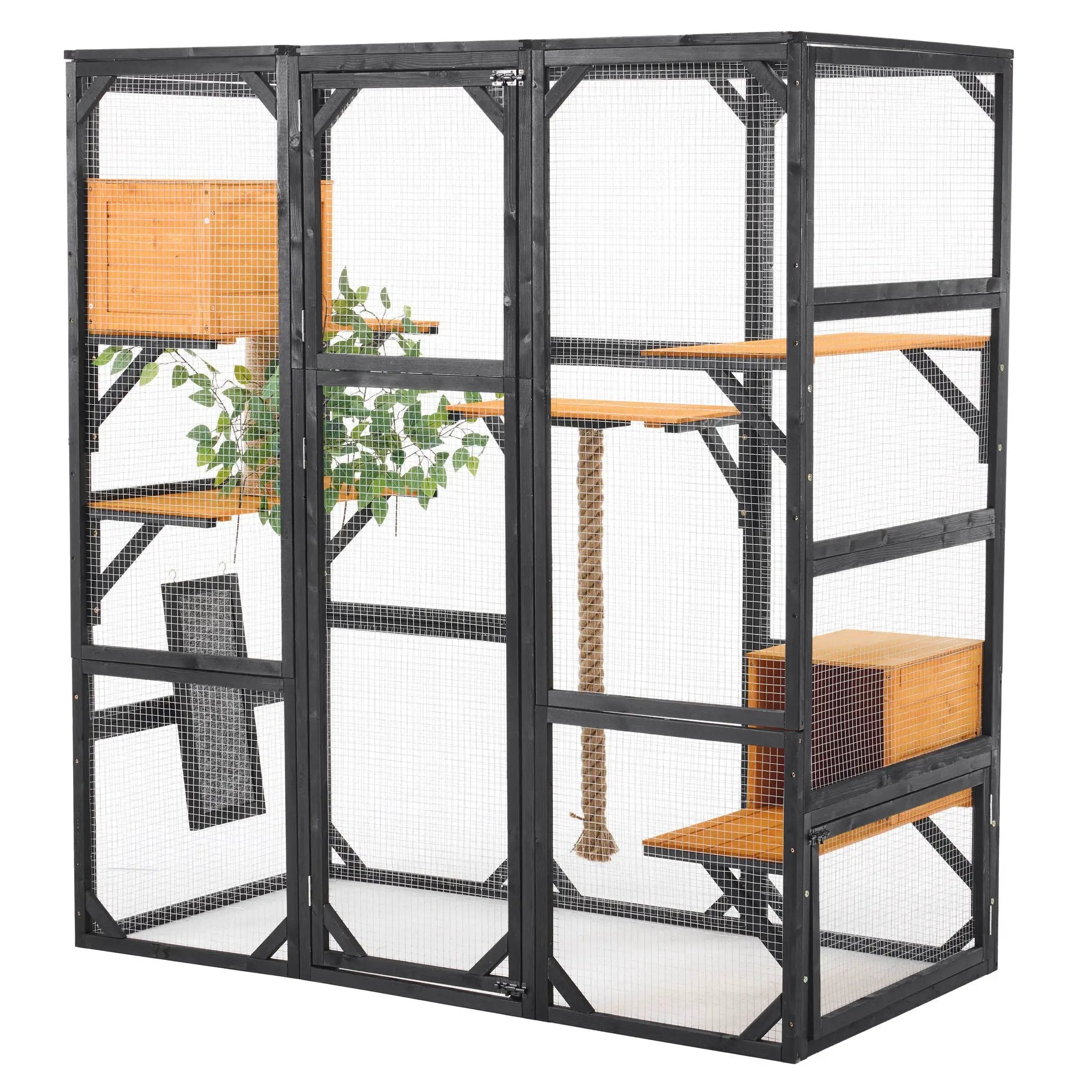 Outdoor Cat House, Diy Cat Enclosure Catio With Double Enter Doors by HouseOfZazla