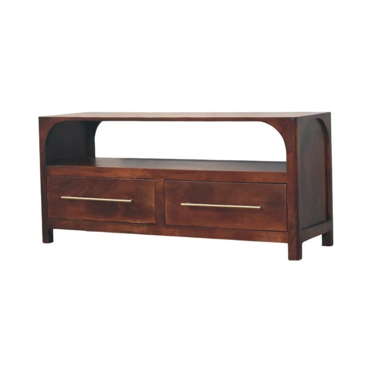 Solid Wood Arched Edge 2 Drawer Media Unit by HouseOfZazla